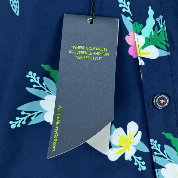 William Murray Shirt Mens S Short Sleeve Button Up Blue Floral Pattern Golf NEW - Picture 9 of 14